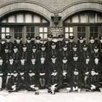 Baldock firemen pose with their trophies in 1940.