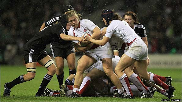 Catherine Spencer in action against New Zealand's women