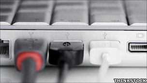 Laptop computer with cables