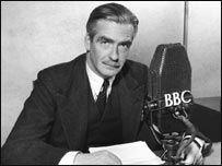 Anthony Eden speaks into a BBC microphone