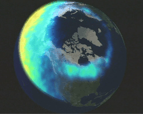 View from space of northern lights