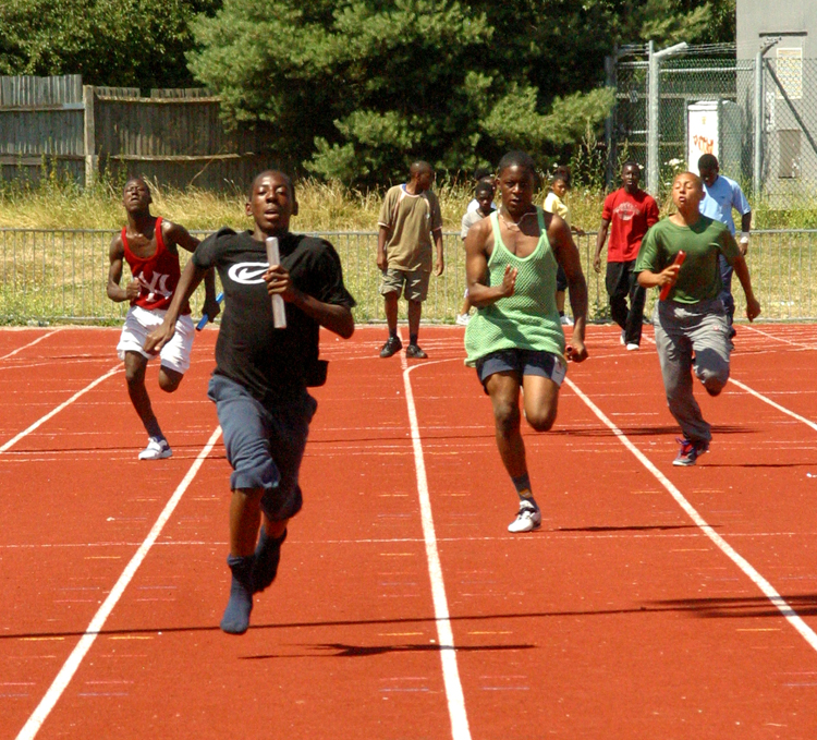 Pupils running at St Mary's school in London