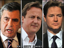 Gordon Brown, David Cameron, Nick Clegg