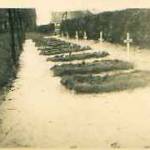 Eight soldiers from ‘A’ company of 7th Battalion, Duke of Wellington’s, West Riding Regiment, were killed on October 29, 1944. These soldiers were buried on October 30, 1944 on land near the farm owned by the Kerstens family. The above Photograph shows the temporary graves.