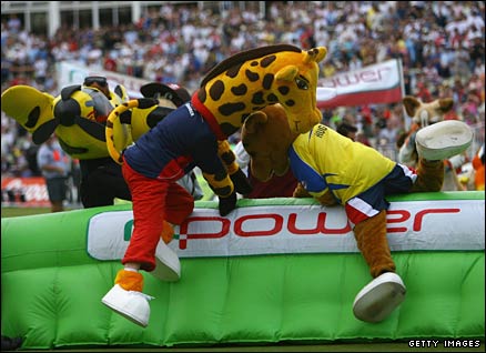 The mascot race at a previous Twenty20 Finals Day