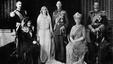 The wedding day of George VI (when Duke of York) and Elizabeth Bowes-Lyon, with the Earl and Countess of Strathmore, and George V and Queen Mary, 26 April 1923.