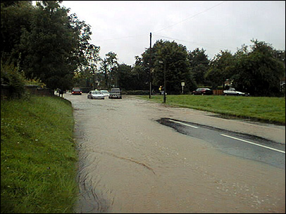 Floods in Leigh Sinton Road Malvern