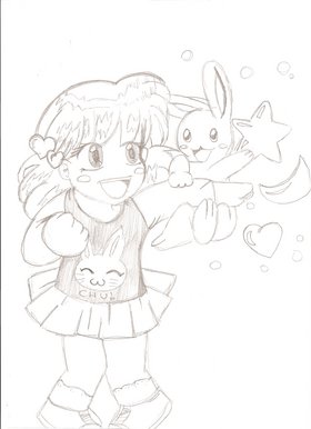 A girl....with a bunny!! =D