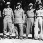 Dimapur April 1945: Officers of 607 Indian Electrical and Mechanical Company IE; L to R Lt Peter StJ Grant RE, Lt Pennock RE*, Capt Truter IE, Major A L Shaw RE, Lt Raju IE, Subedar Mohd Tahar IE. * Lt Pennock RE of Whitby, sadly died in a road accident at end 1945 or early 1946 after I had left India.