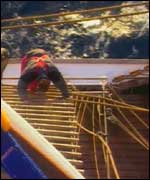 Climbing in the riggings