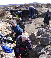 Archaeologists excavating Buckton Castle 