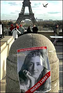 Cartaz de campanha pela libertação de Ingrid Betancourt em Paris