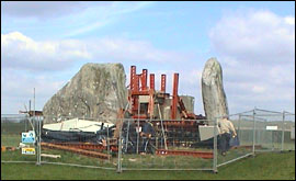 Avebury's Cove Stones and the jack being used to upright the stones