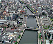 Aerial picture of Dublin centred around the Liffey