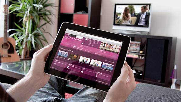 BBC Three homepage being used in a living room
