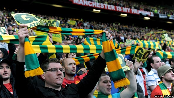 Yellow and green scarves at Old Trafford