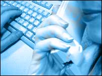 Telephone and computer keyboard