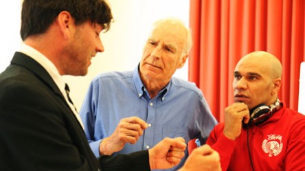 Alex James at Baton Camp with Peter Snow and Goldie 