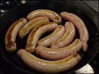 sausages in pan
