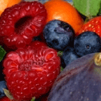 Raspberries and blueberries