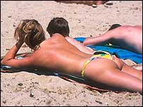 Sunbathing on the beach