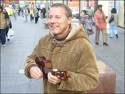 Tony busking in Gallowtree Gate