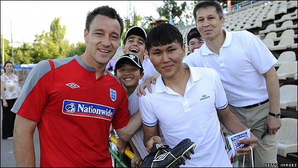 England captain John Terry meets the locals