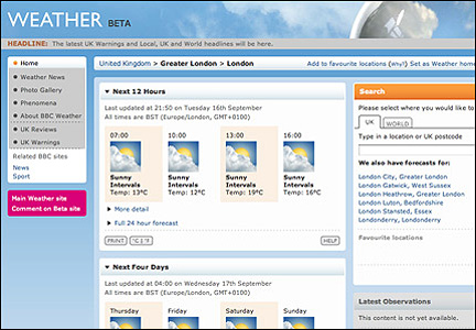 Graphic of new weather site