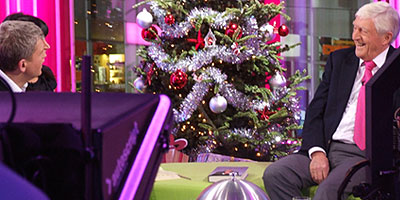 Sir Michael Parkinson in the studio