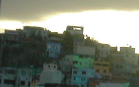 The sunset and the colourful favelas or shanty towns