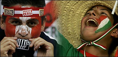 Aficionado peruano, y aficionada mexicana