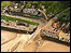 Aerial view of Filey Coble Landing during floods