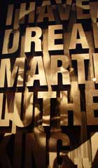 Memorial showing the words 'I have a dream; Martin Luther King Jr' and a photograph of him