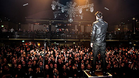 Jayce Lewis on stage in Manchester