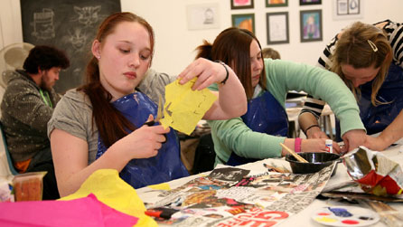 Photograph of young people at previous arts workshops at the Glynn Vivian Gallery © Ken Dickinson 2010.