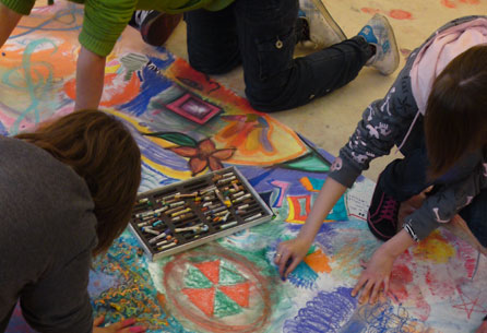 Young people at a previous art school workshop