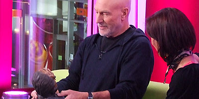 Patrick Stewart in The One Show studio