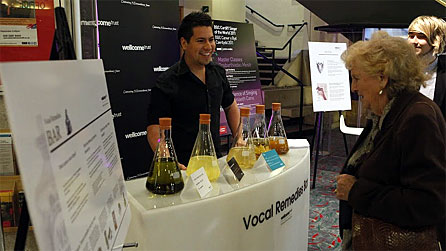 The vocal health cocktail bar at the Wellcome Trust exhibit at St David's Hall, Cardiff