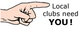 Hand pointing to sign saying local clubs need you.