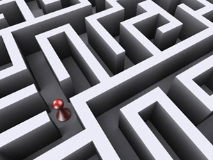 Pawn in a stylised maze Pawn in a stylised maze