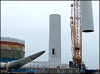 Wind turbine being constructed
