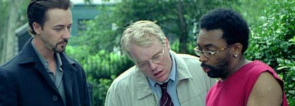 Spike Lee with Edward Norton and Philip Seymour Hoffman