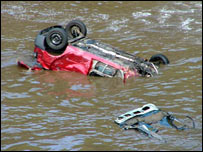 Cars drift into the sea