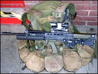 Gun and rucksack