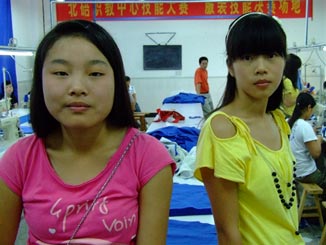 Interviewing the students.