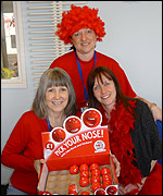Filey School receptionists on Red Nose Day