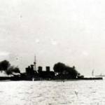 HMS Renown clearing her guns after the action off Cape Spartivento 1940