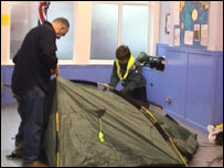 Scouts preparing for winter camp