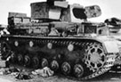 Photograph of a destroyed German tank