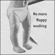 Nigel's bottom half modelled the first advert for his mum's invention - the disposable nappy